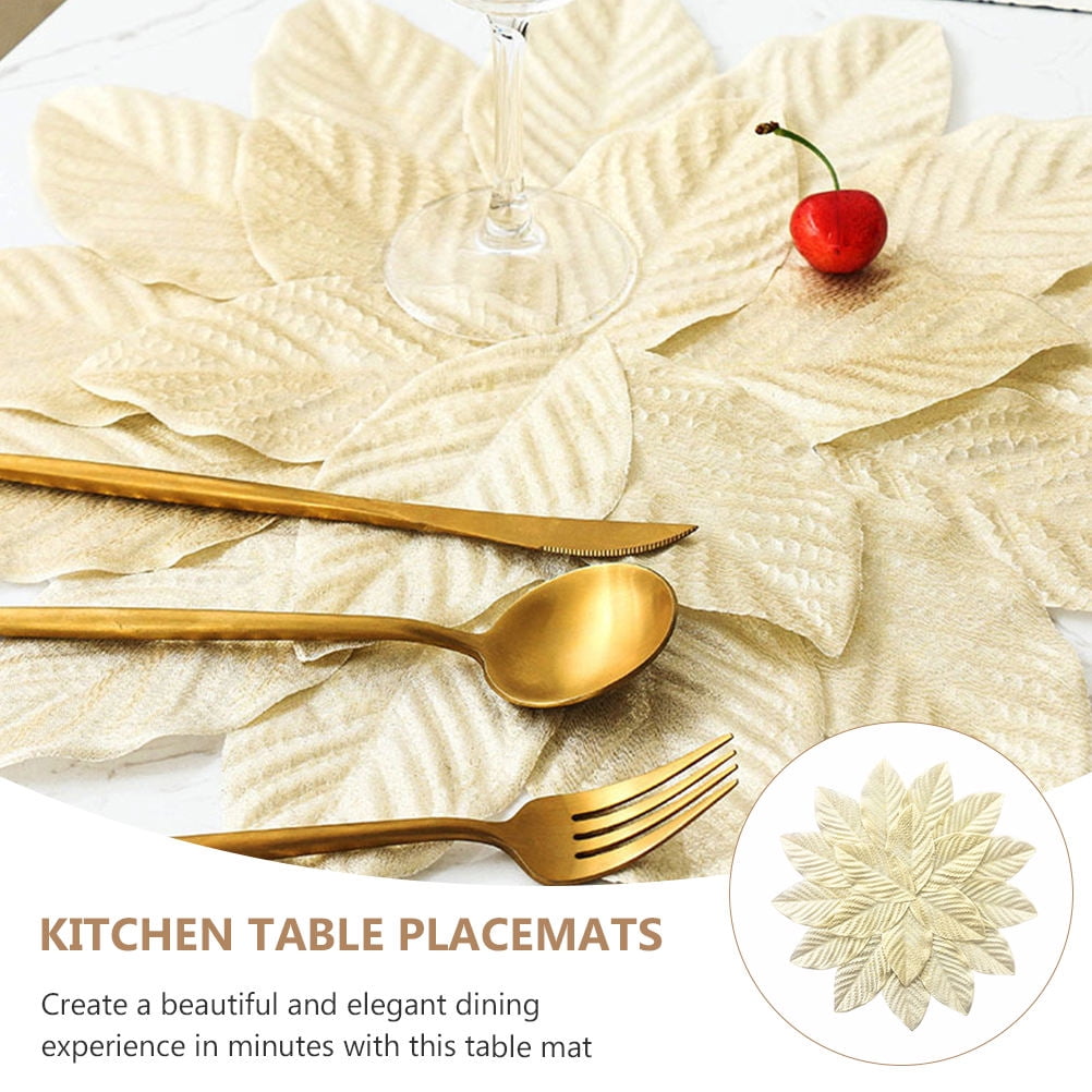 Kicthen Clean Signs YOSADIER Golden Kitchen Table Placemats, Wrinkle-Resistant Plastic ...