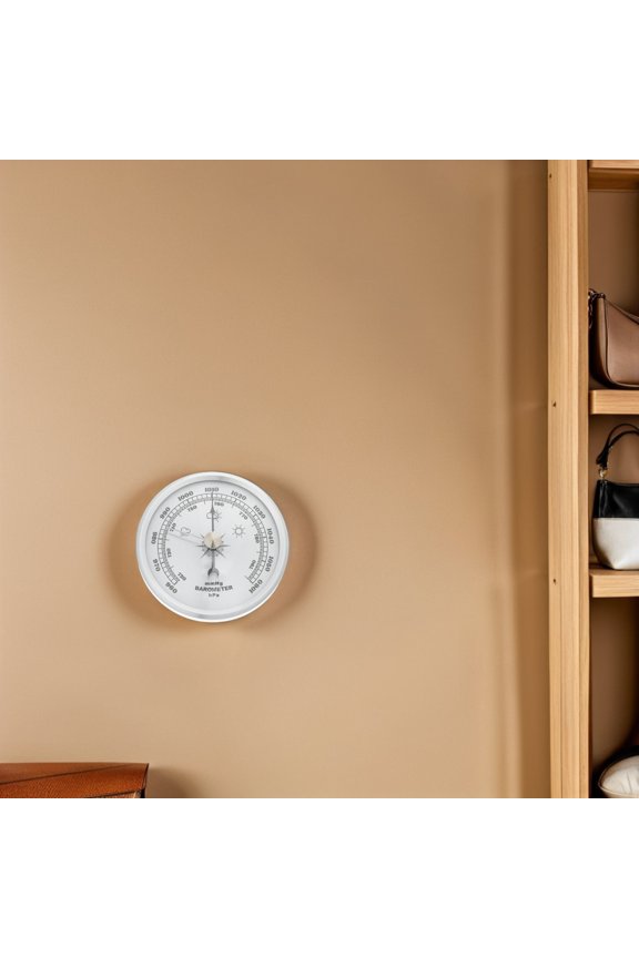 Home Barometer with Easy Read Dial and Real Time Pressure Tracking Plated Silver Finish