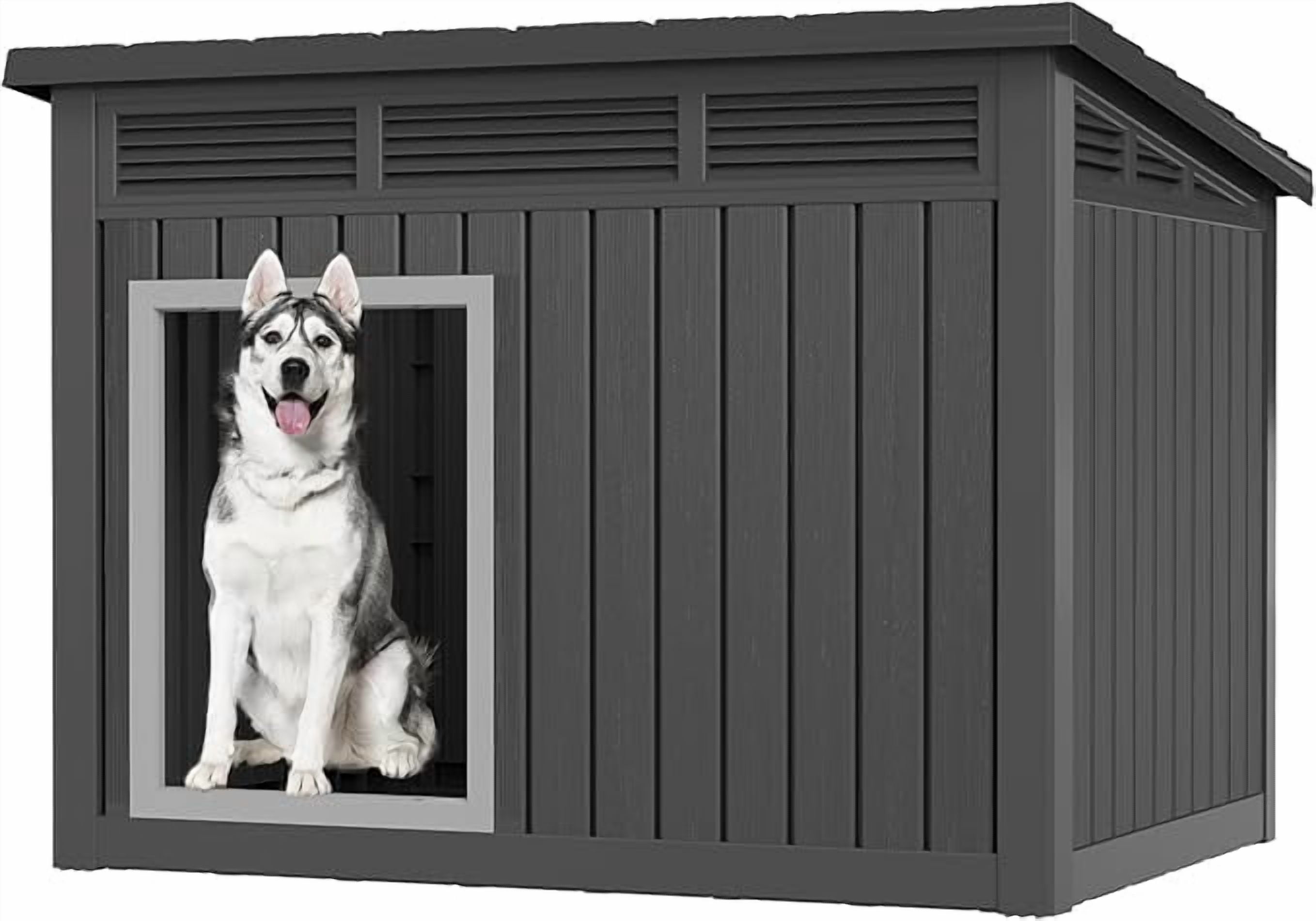 YOSADIER Large Dog House for Indoor & Outdoor - Weatherproof & Removable Roof, Fits Small to Large Dogs-Black (42.8" L x 33" W x 31.5" H)