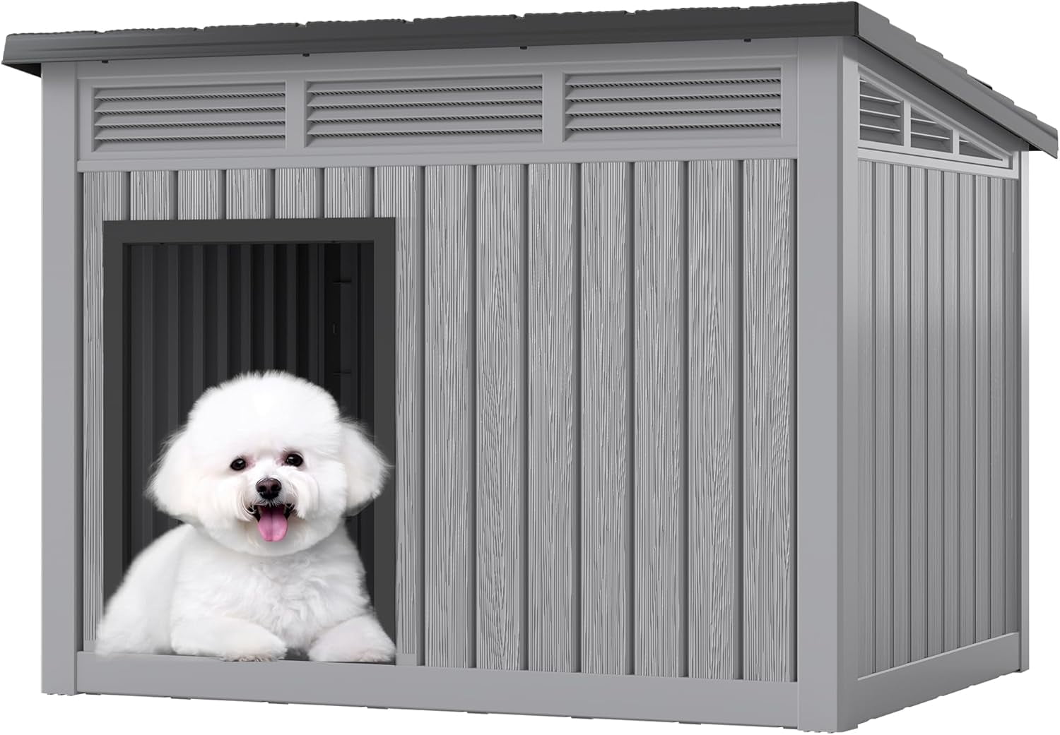 YOSADIER Large Dog House for Indoor & Outdoor - Weatherproof & Removable Roof, Fits Small to Large Dogs--Gray Black(25.1"D x 32.1"W x 24"H)