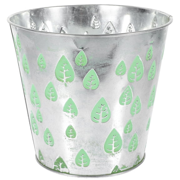 YOSADIER 10.5 Inch Light Green Iron Flower Pot with Unique Maple Leaf Design for Indoor and Outdoor Planting