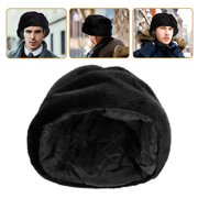 YOSADIER Mens Black Faux Russian Hat, Warm Winter Headwear for Outdoor Activities, Casual Wear, and Party Use