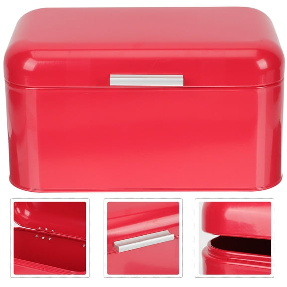 YOSADIER Metal Bread Box with Airtight Seal Red Retro Kitchen Storage Box for Bread and Grains