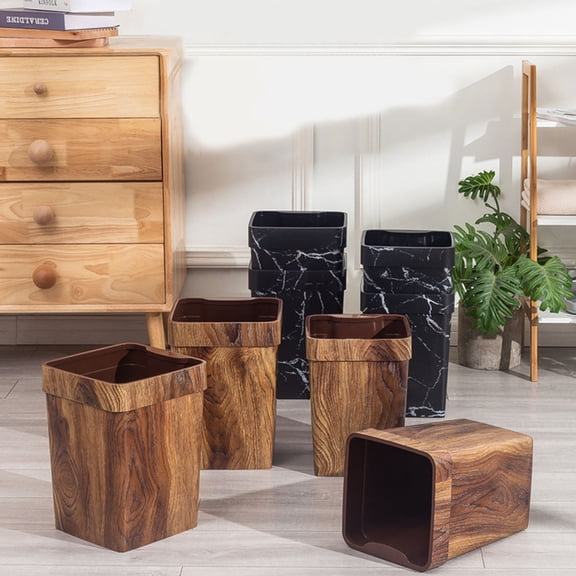 YOSADIER Multi Function Coffee Trash Can with Wood Grain Design for Home and Office Convenience