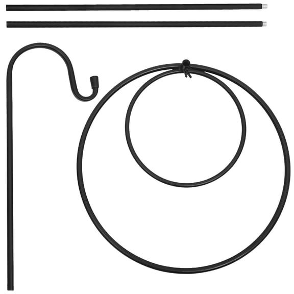YOSADIER Outdoor Black Metal Shepherd Hook Ground Stake for Hanging Solar Lights Banners and Pots