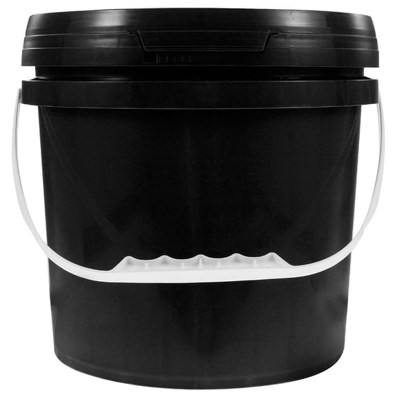 YOSADIER Plastic Round Bucket with Lid Black for Paint Storage and Easy Liquid Pouring with Handle