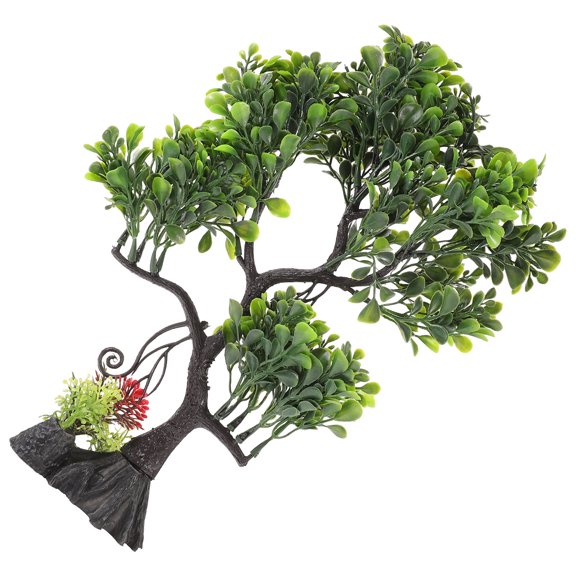 YOSADIER Plastic Aquatic Tree Model Aquarium Decor Plants 1 Pcs Green Realistic Modeling