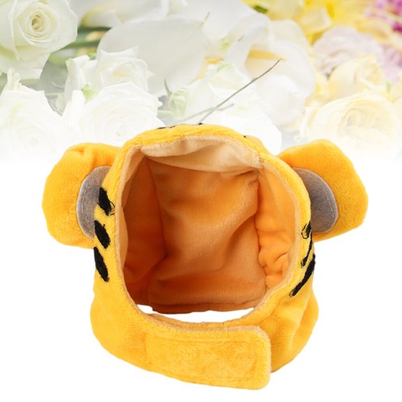 YOSADIER Plush Material Pet Headgear Tiger Pattern Cat Cap Khaki for Birthday and Daily Wear