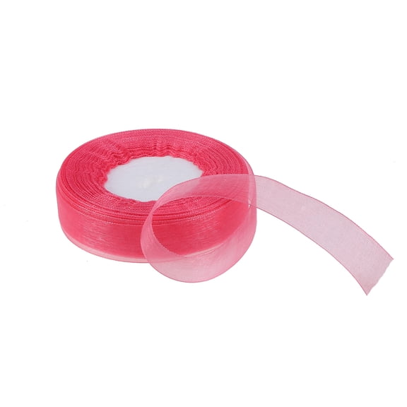 YOSADIER Red Sheer Organza Ribbon Roll Soft Polyester Tape for Cake Hair Bows and Crafting