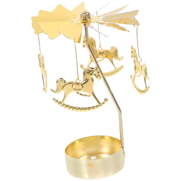 YOSADIER Rotating Christmas Candle Carousel Metal Holder Centerpiece Decor