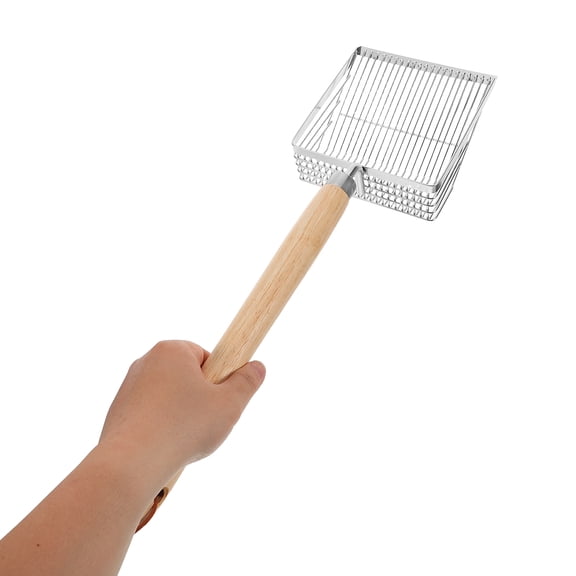 YOSADIER Stainless Steel Sand Scoop with Wooden Handle, Beach Shovel for Shell Collecting and Metal Detecting Tools