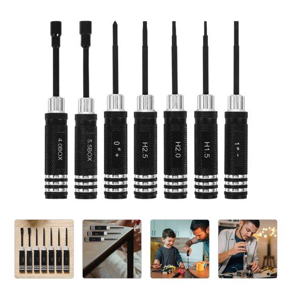 YOSADIER Rc Model Screw Driver Set with Black Handle Steel and Aluminum Alloy for Repair