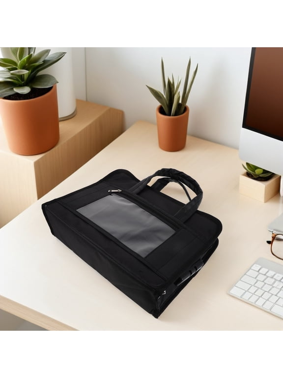 Black Oxford Cloth Security Briefcase with Combination Lock and Comfortable Handles