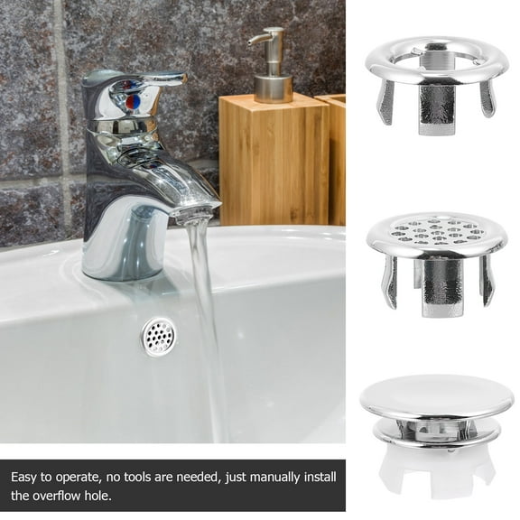 YOSADIER 15pcs Bathroom Sink Overflow Cover Plastic Round Simple Structure for Property Managers Use