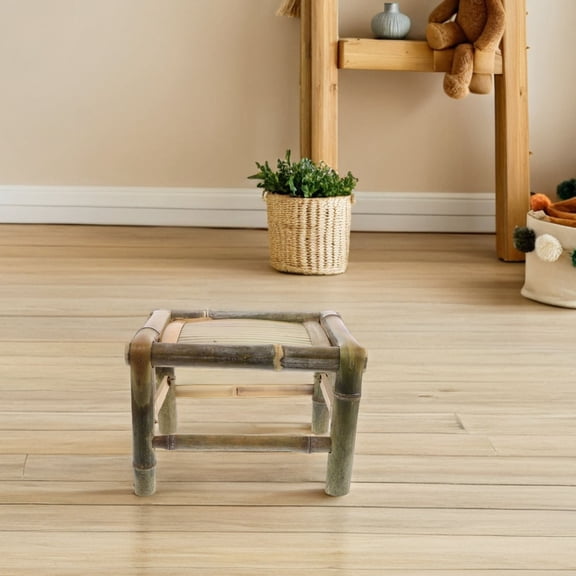 YOSADIER Bamboo Dining Stool Light Green Traditional Chair for Indoor and Outdoor Home Use