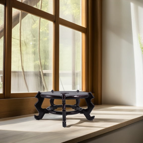 YOSADIER Brown Wood Indoor Plant Stand Pedestal Riser for Home Decor, Elegant Plant Display Shelf for Living Room