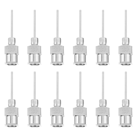 YOSADIER Stainless Steel Dispensing Needle Set for Safe and Durable Use, Luer Lock, Silver, 12 Pieces