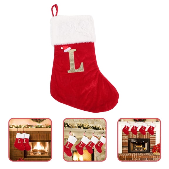 YOSADIER Christmas Stocking Set for Kids, Decorative Letter Stocking Holder, Festive Holiday Cloth Stocking 1 Set