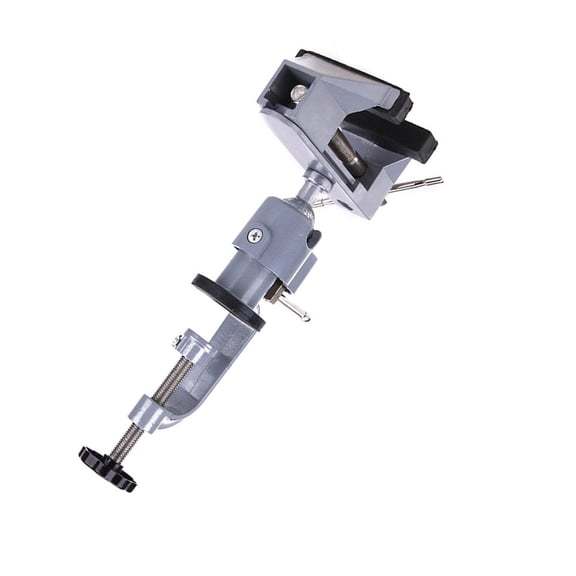 YOSADIER Swivel Bench Vise Table Vice Clamp Plated Silver Aluminum for Repair Work with Rubber Protection