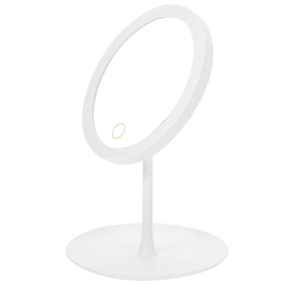 YOSADIER Rechargeable LED Makeup Mirror with 360 Rotation and Built-in Cosmetic Storage, White