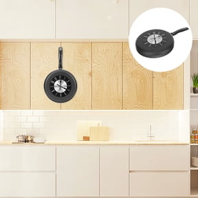YOSADIER Black Metal Frying Pan Wall Clock with Silent Sweep Movement, Nordic Style Kitchen Decor, Modern Home Wall Art