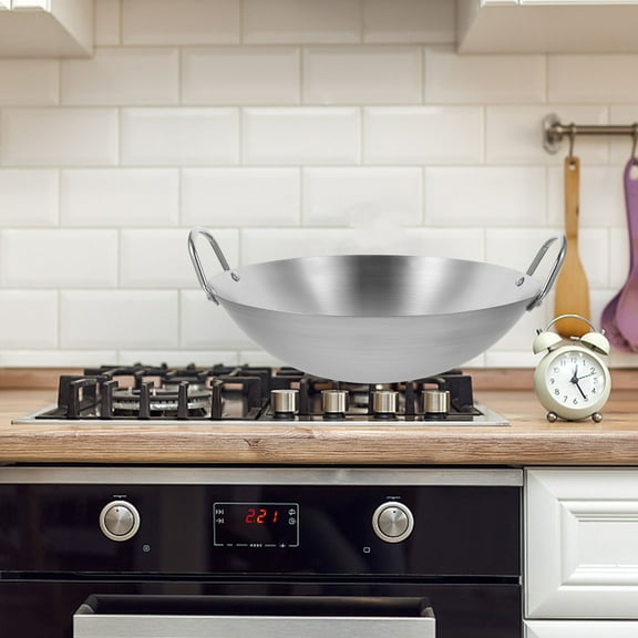 YOSADIER Versatile Stainless Steel Frying Pan Wok with Handles for Gas Open Flame and Electric Stove