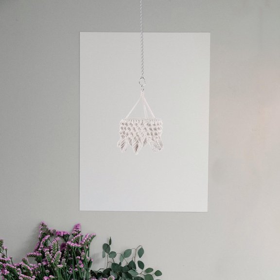 YOSADIER Vintage White Macrame Lampshade Bohemian Pendant for Ceiling Light