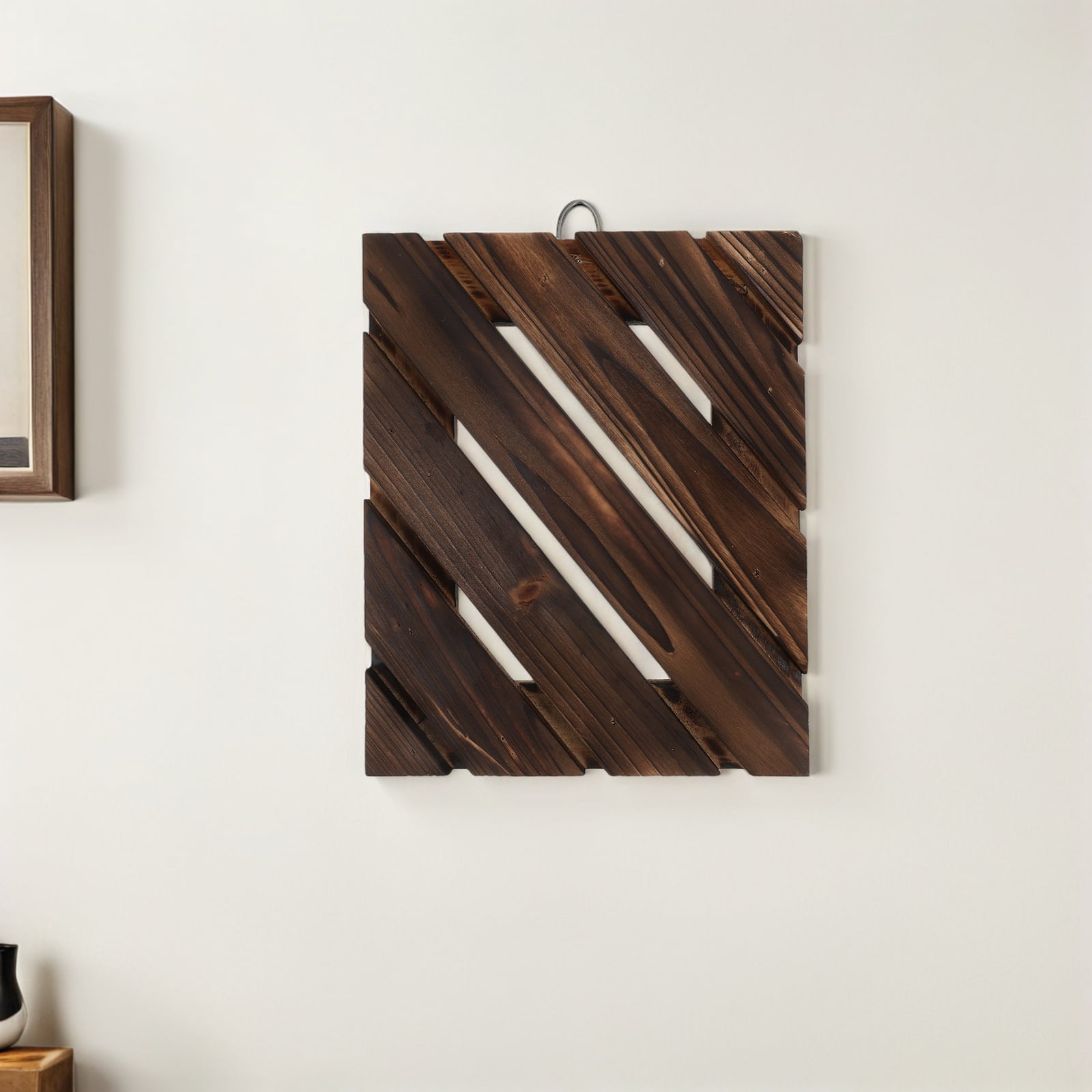 YOSADIER Dark Brown Wooden Wall Planter for Indoor Ferns and Decorative Plants, Space-Saving Hanging Garden Pot Holder