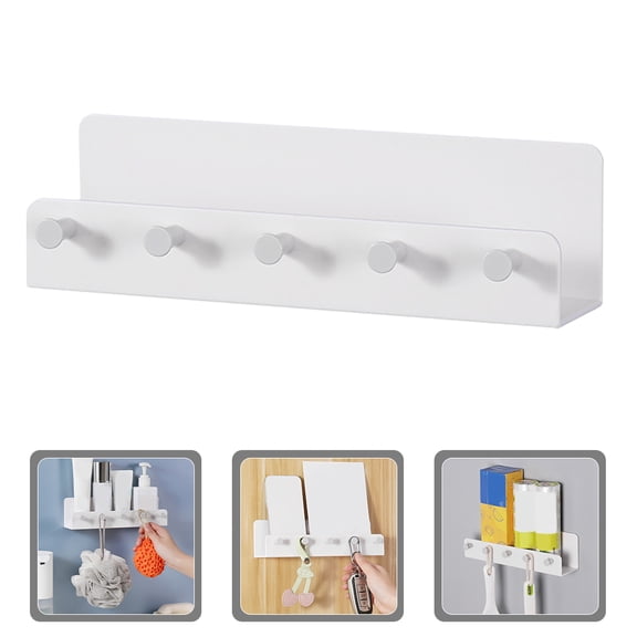 YOSADIER Wall Key Organizer with Tray Adhesive Mount for Entryway Kitchen Storage in White