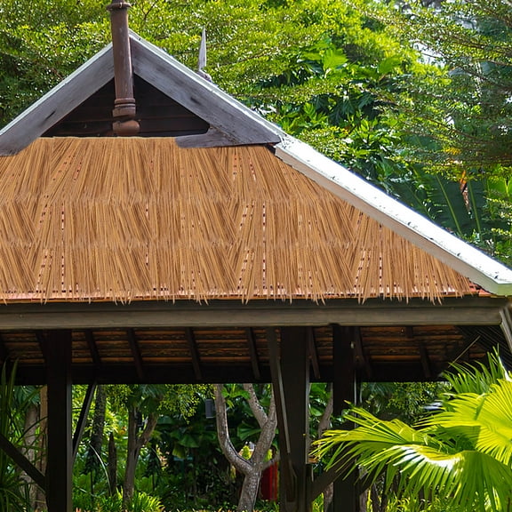 YOSADIER Synthetic Thatch Grass Roof Light Brown PE, Fire-Resistant, , High Realism, Easy to Install, Weatherproof Roofing Material