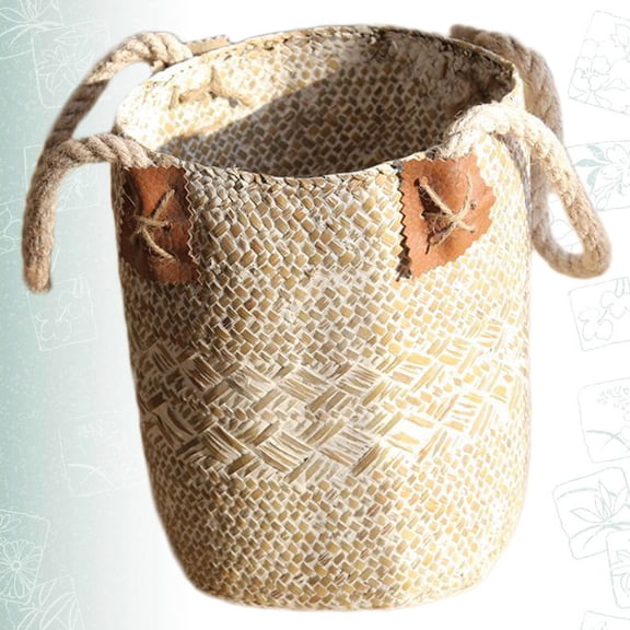YOSADIER Willow Leaves Flower Basket in White Knitted Design for Table Ornament and Home Decoration