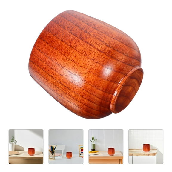 YOSADIER Japanese Tea Cups Brown Wood Mug Heat Insulation for Home Use 1Pcs