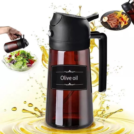YOSANG 16oz/470ml Olive Oil Dispenser Bottle,Light-Blocking Glass Blocks UV Rays&Preserves Flavor,Dual-Use Spray&Oil Pot,Free Light-Proof Label,Splash Proof,Suitable For Kitchen,& Outdoor Cooking