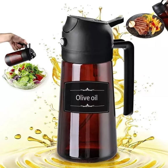YOSANG 16oz/470ml Olive Oil Dispenser Bottle,Light-Blocking Glass Blocks UV Rays&Preserves Flavor,Dual-Use Spray&Oil Pot,Free Light-Proof Label,Splash Proof,Suitable For Kitchen,& Outdoor Cooking