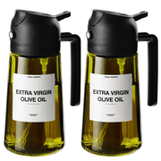 YOSANG PRE 16oz/470ml Light-Blocking Dark Oil Sprayer for Cooking, 2 in 1 Olive Oil Dispenser Bottle for Kitchen, Premium Dark Green Glass Oil Bottle, Food-Grade Oil Mister for Air Fryer, BBQ Black