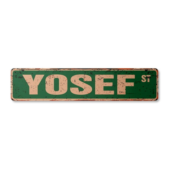 YOSEF Vintage Aluminum Street Sign Childrens Name Room Metal Sign rustic metal tin | Indoor/Outdoor | 30" Wide