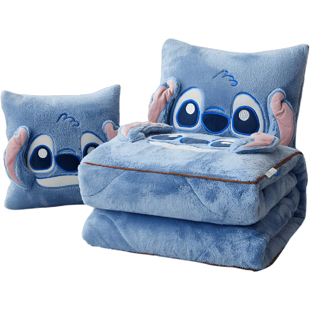 YOSENING Cartoon Stitch Travel Blanket and Pillow in