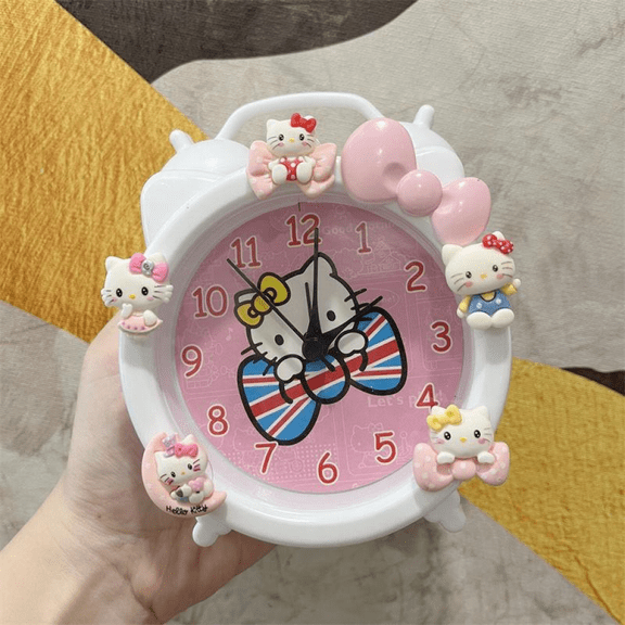 YOSENING Cute Cartoon Hello Kitty Alarm Clock for Kids - Silent Non-Ticking Digital Clock with Night Light - Perfect Gift for Girls & Teens QQH624-1834