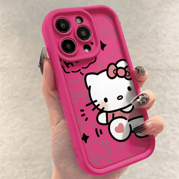 YOSENING Cute Cartoon Hello Kitty Silicone Case for IPhone 14, Anti-Drop Protective Cover, Perfect Gift QQH624-733