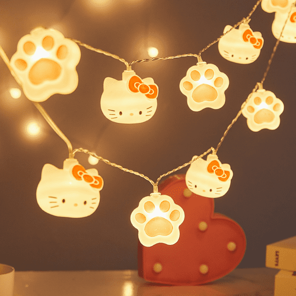 HELANHO Sanrio Hello Kitty Cartoon LED String Lights – 10FT 20LED Battery-Operated Mini Fairy Lights for Kids Room, Party Decor, Bedroom, Christmas Tree, DIY Crafts (Warm White) KTH611-016