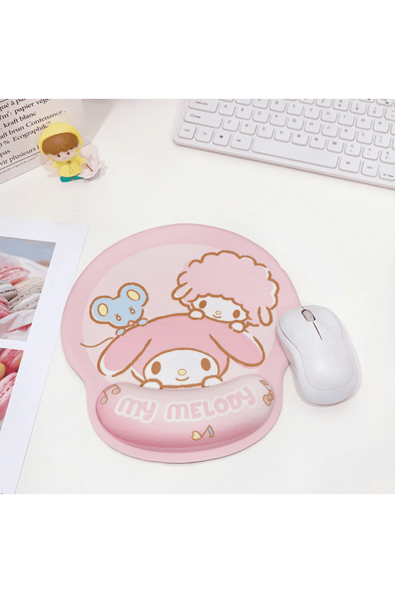YOSENING Sanrio Hello Kitty Gaming Mouse Pad with Silicone Wrist Rest - Cute Cartoon Non-Slip Mousepad for Computer, Office & Gaming, 24x22cm QQH624-3164