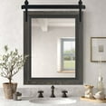thumbnail image 1 of YOSHOOT Farmhouse Barn Door Mirror,32"x24" Rustic Bathroom Mirror, Wood Frame Wall Mirror, Wooden Mirror for Living Room Bedroom Entryway Wall Décor,Black, 1 of 5