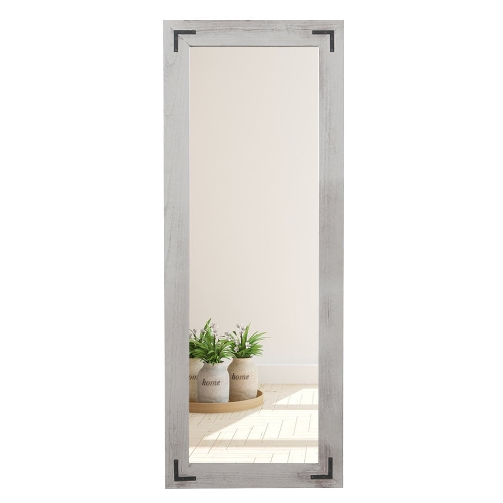 "YOSHOOT Wooden Full Length Mirror, 63""x24"" Rustic Standing Mirror
