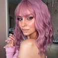thumbnail image 1 of YOSICL 14" Pink Wig with Bangs Curly Synthetic Wigs for Women Cosplay Wigs Extensions, 1 of 8