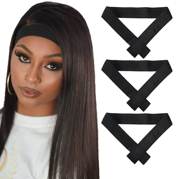 YOSICL Lace Melting Band For Wig Edges 2.5cm Width 60cm Long Elastic Bands For Wig to Lay Edges Baby Hair 3pcs Black Wig Elastic Bands For Melting Lace, Black