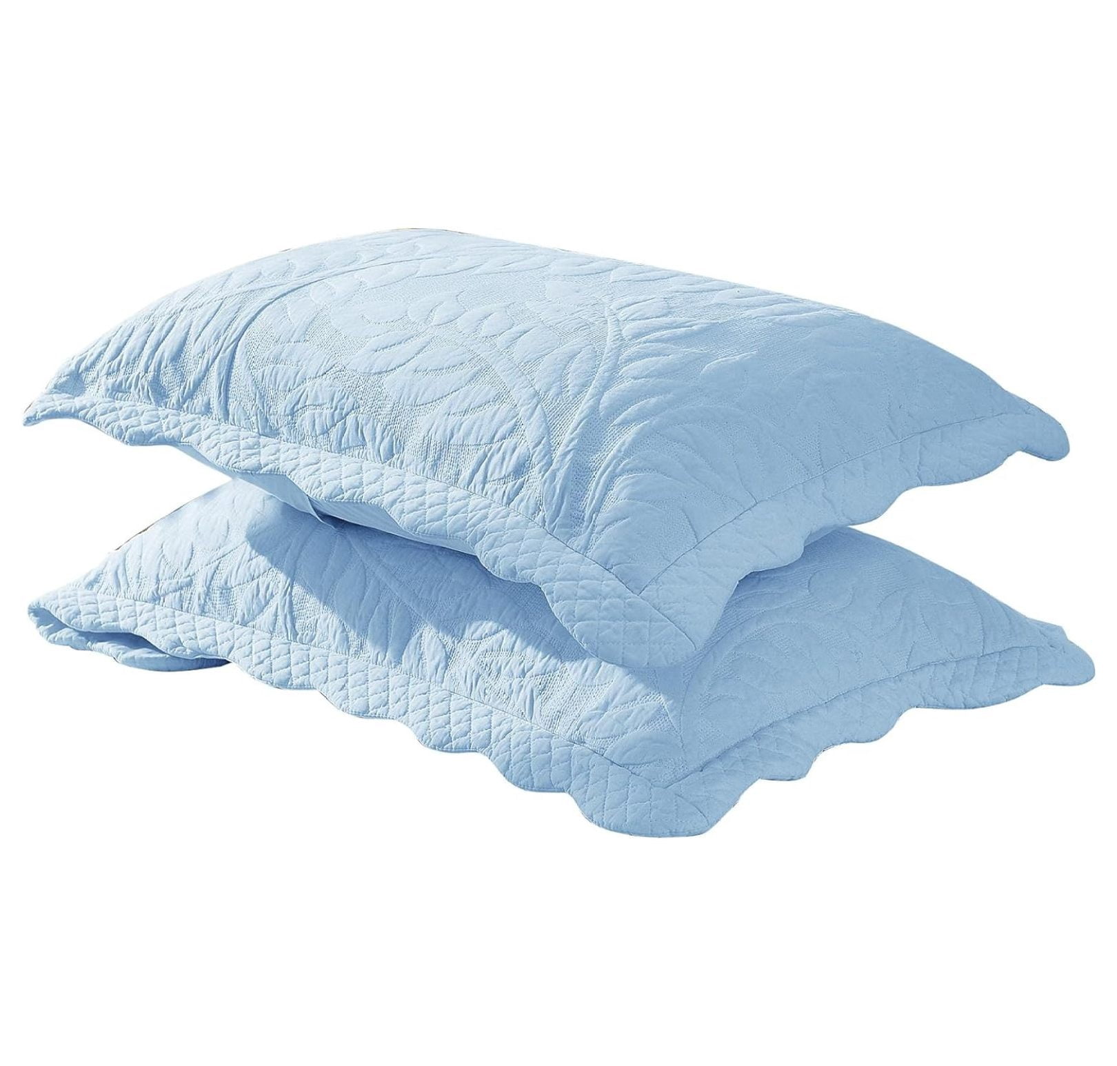 YOSITiuu 100% Cotton Embroidered Quilted Pillow Shams -Standard - Light