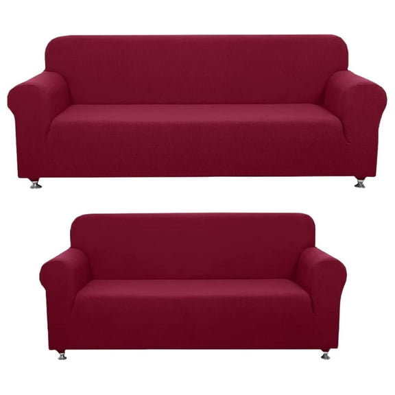 YOSITiuu 2-Piece Sofa and Loveseat Slipcovers, Couch and Loveseat Covers Set, Form fit Stretch, Wrinkle , Furniture Protector, Sofa Covers for Living Room, Polyester Spandex (Burgundy)