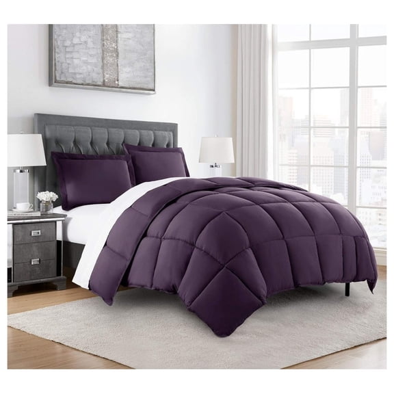 YOSITiuu 3-Piece Down Alternative Comforter Set - Lightweight All Luxurious Brushed Microfiber Comforter (King, Dark Purple)