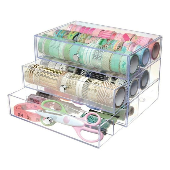 YOSITiuu 3 Transparent Storage Cube Drawer Organizer, 7" x 10" x 6.8", Clear