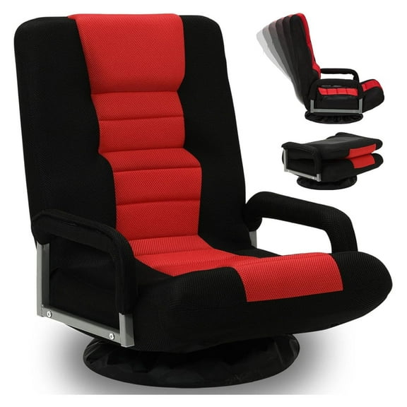 YOSITiuu Adjustable Swivel Adults and Kids Multipurpose Floor Gaming Chair, Red/Black